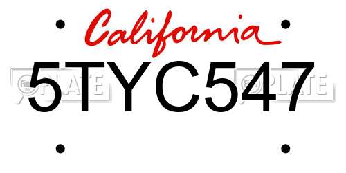 5TYC547 California License Plate