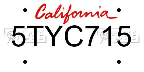5TYC715 California License Plate
