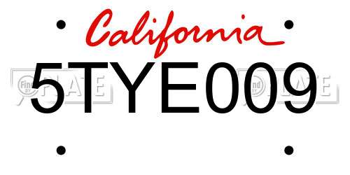 5TYE009 California License Plate