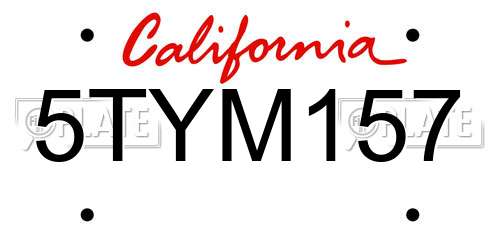 5TYM157 California License Plate