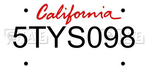 5TYS098 California License Plate