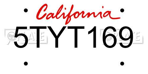 5TYT169 California License Plate