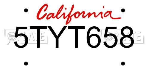 5TYT658 California License Plate