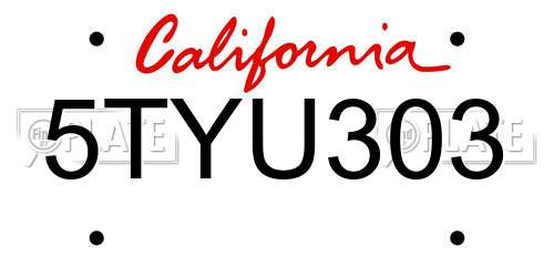 5TYU303 California License Plate