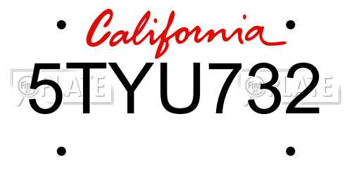 5TYU732 California License Plate