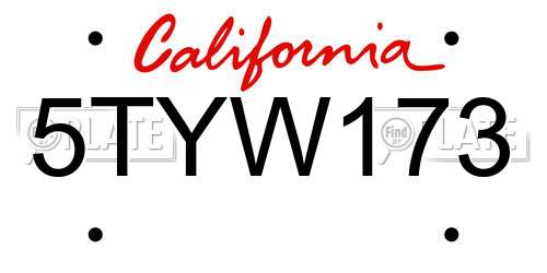 5TYW173 California License Plate