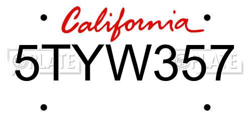 5TYW357 California License Plate