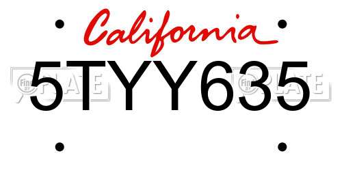 5TYY635 California License Plate
