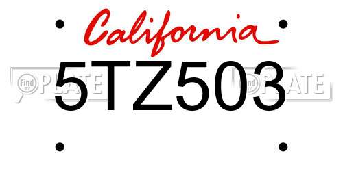 5TZ503 California License Plate