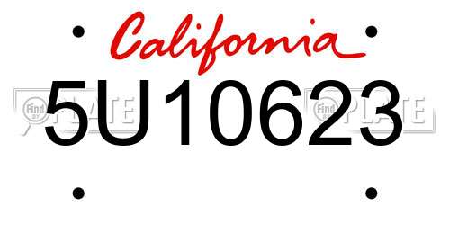 5U10623 California License Plate