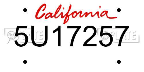 5U17257 California License Plate