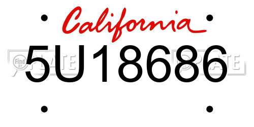 5U18686 California License Plate