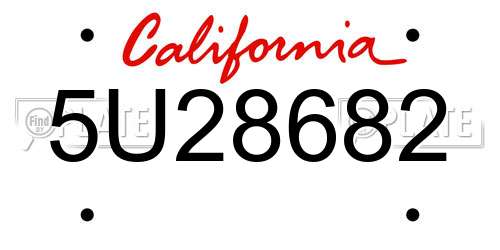 5U28682 California License Plate