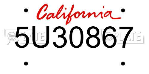 5U30867 California License Plate