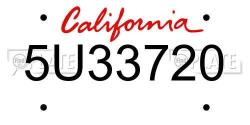 5U33720 California License Plate