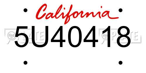 5U40418 California License Plate
