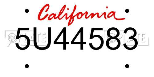 5U44583 California License Plate