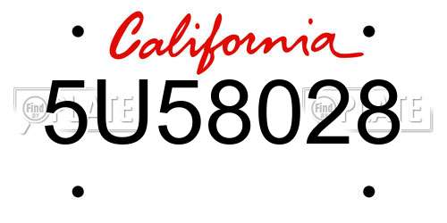 5U58028 California License Plate