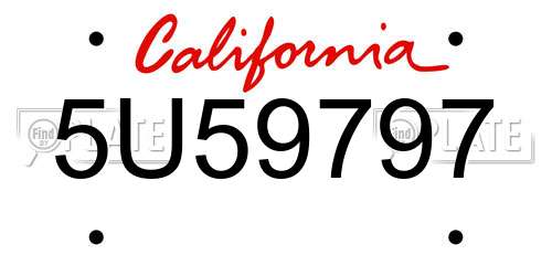 5U59797 California License Plate