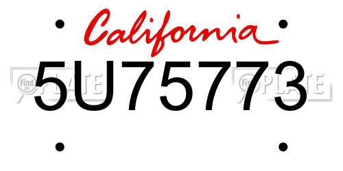 5U75773 California License Plate