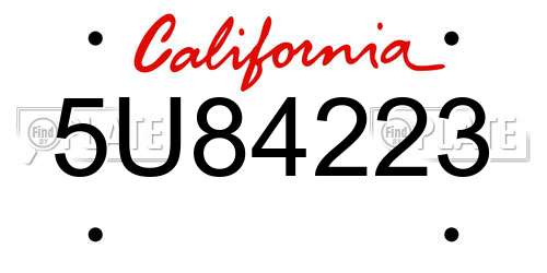 5U84223 California License Plate