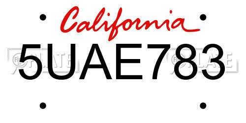 5UAE783 California License Plate
