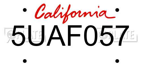 5UAF057 California License Plate