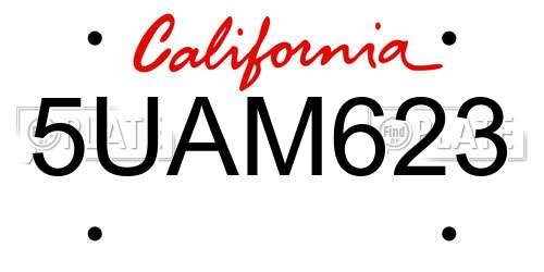 5UAM623 California License Plate