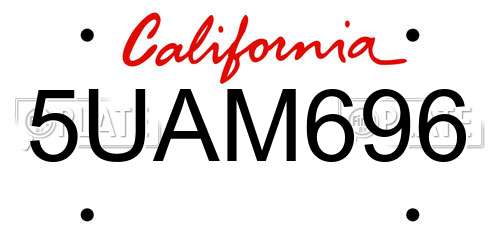 5UAM696 California License Plate