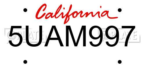 5UAM997 California License Plate