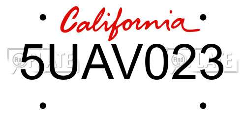 5UAV023 California License Plate