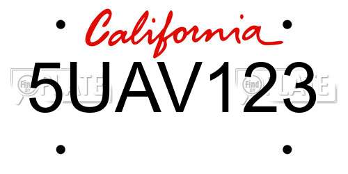 5UAV123 California License Plate