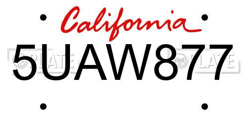 5UAW877 California License Plate