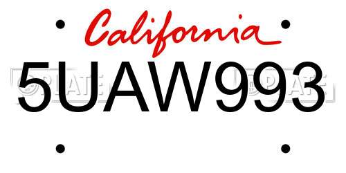 5UAW993 California License Plate