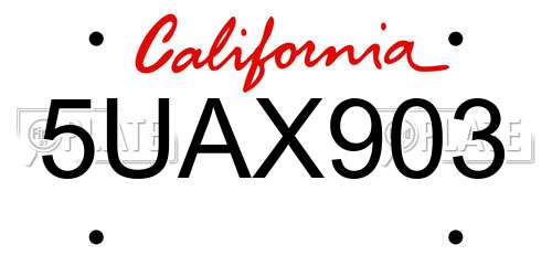 5UAX903 California License Plate