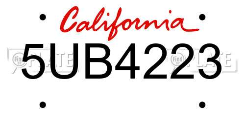 5UB4223 California License Plate