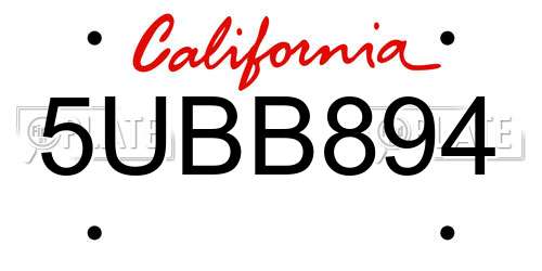 5UBB894 California License Plate