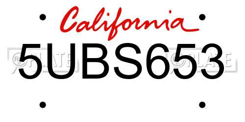 5UBS653 California License Plate