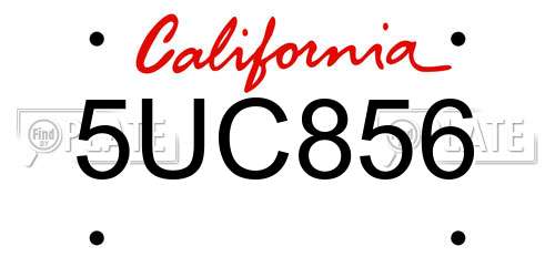5UC856 California License Plate