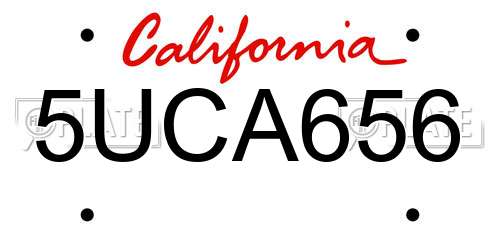 5UCA656 California License Plate