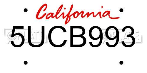 5UCB993 California License Plate