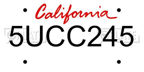 5UCC245 California License Plate