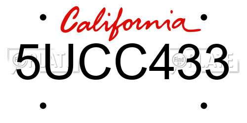 5UCC433 California License Plate