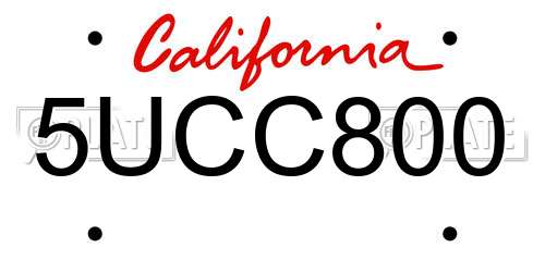 5UCC800 California License Plate