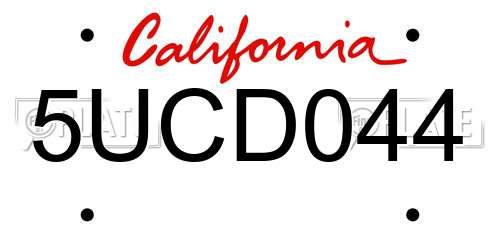 5UCD044 California License Plate