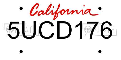 5UCD176 California License Plate