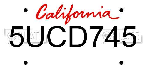 5UCD745 California License Plate