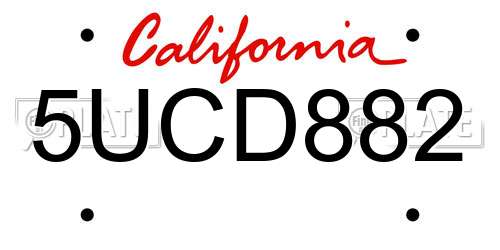 5UCD882 California License Plate