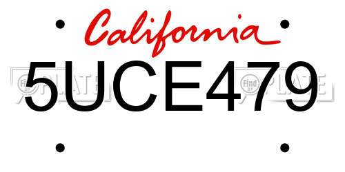 5UCE479 California License Plate
