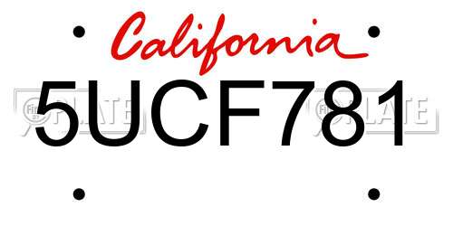 5UCF781 California License Plate